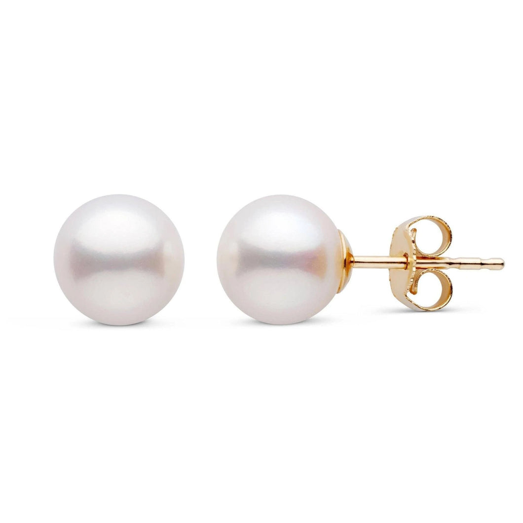 14k Gold 5.0mm Japanese Culture Pearl Stud Earring, Available in White and Yellow Gold