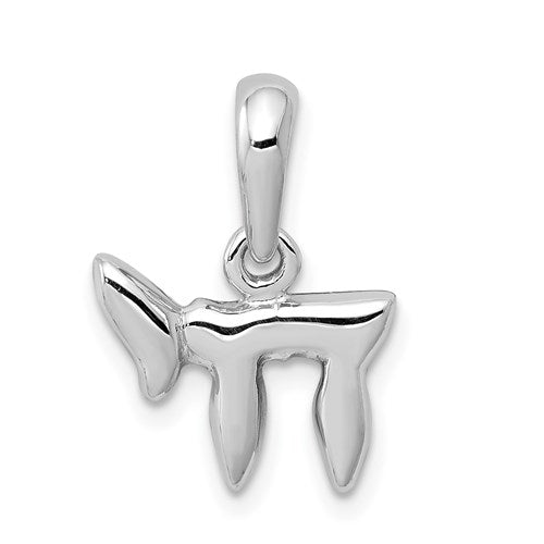 14k White Gold 18.0 X 13.0 MM Chai Charm