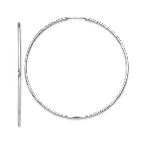 14k White Gold 2.4 Grams 1.5x56 mm Endless Hoop Earring