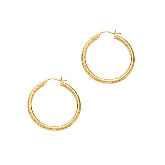 14k Yellow Gold 3x30 mm Hoop Earring