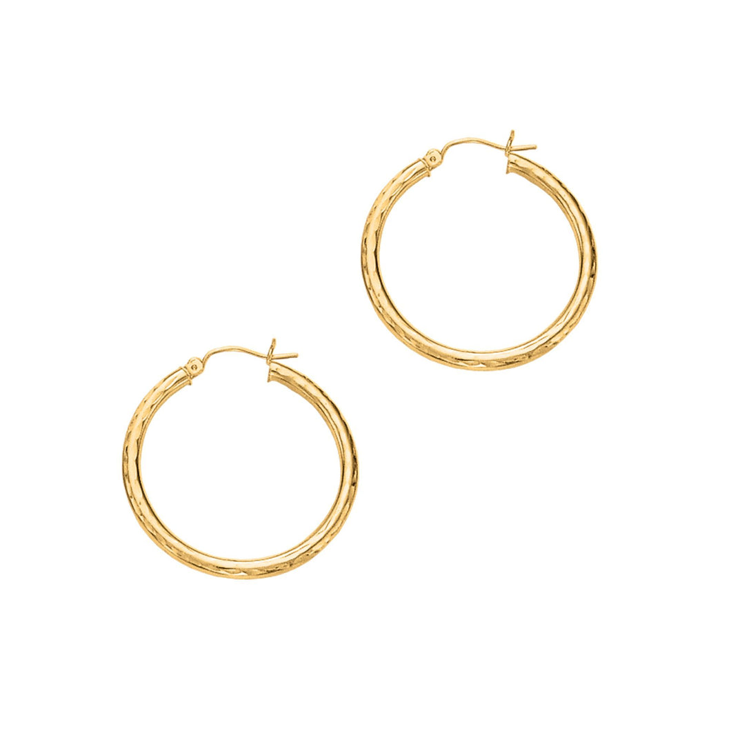 14k Yellow Gold 3x30 mm Hoop Earring