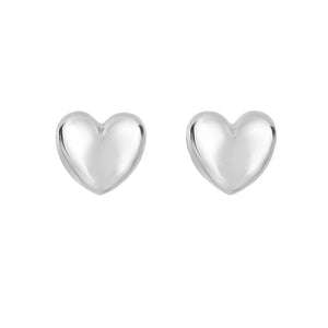 14k White Gold 11x10.3 mm Puff Heart Earring