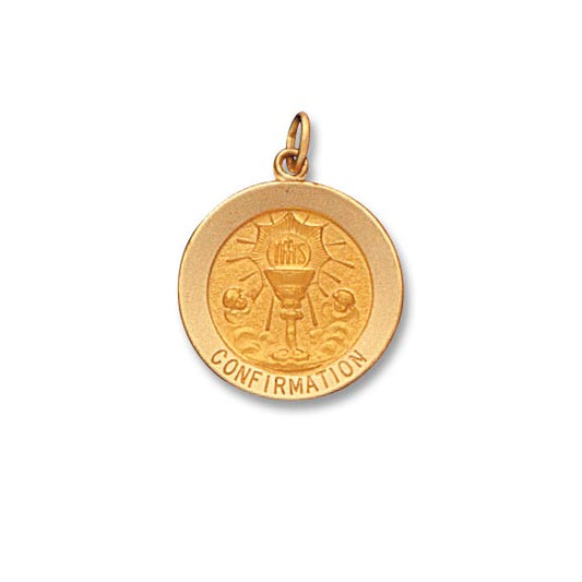14k Yellow Gold 18 MM Solid Confirmation Medal
