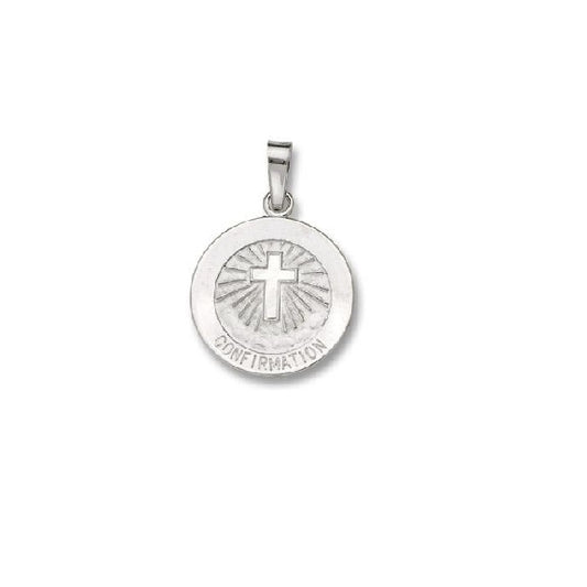 14k White Gold 15.0 MM Solid Confirmation Medal