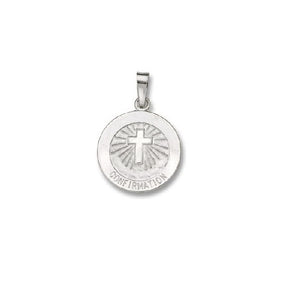 14k White Gold 9/16 inch Confirmation Medal