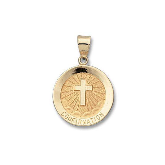 14k Yellow Gold 18.0 MM Hollow Confirmation Medal