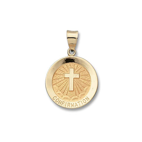 14k Yellow Gold 3/4 inch Confirmation Medal