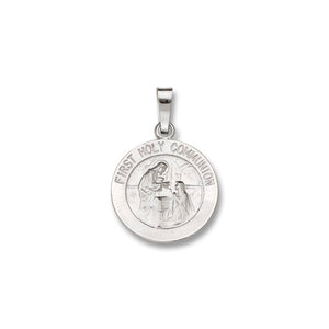 14k White Gold 15.0 MM First Holy Communion Medal