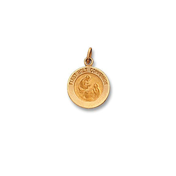 14k Yellow Gold 1/2 inch First Holy Communion Medal