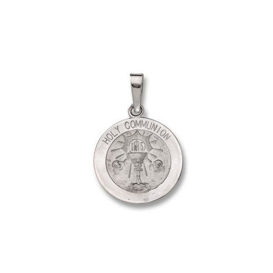 14k White Gold 15 MM Solid Round Communion Medal