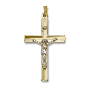 14k Yellow Gold 37 X 25 MM Cross with White Gold Crucifix