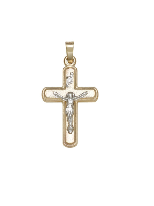 14k Two Tone Gold 5/8x7/8 inch Crucifix Cross