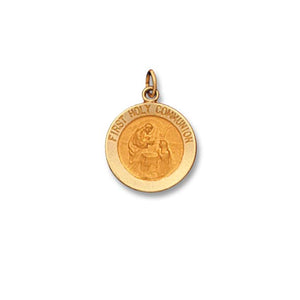 14k Yellow Gold 5/8 inch First Communion Medal