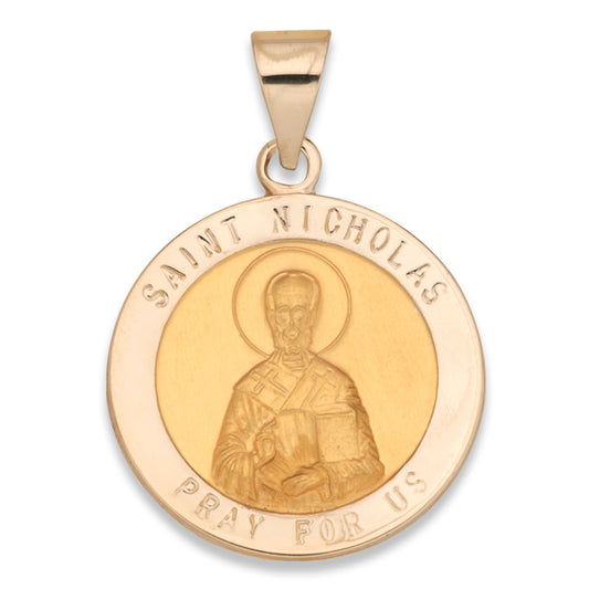 14k Yellow Gold 18 MM St. Nicholas Medal