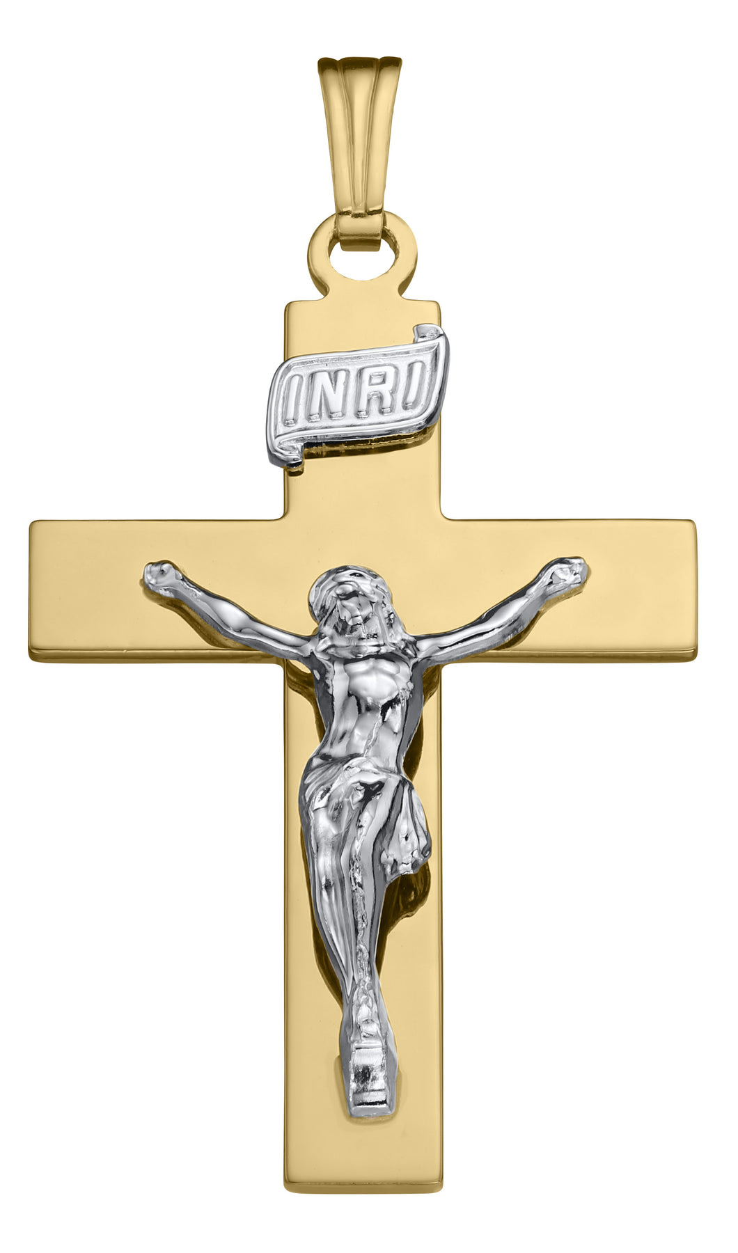 14K Two Tone 21.0 X 32.0MM Crucifix Cross