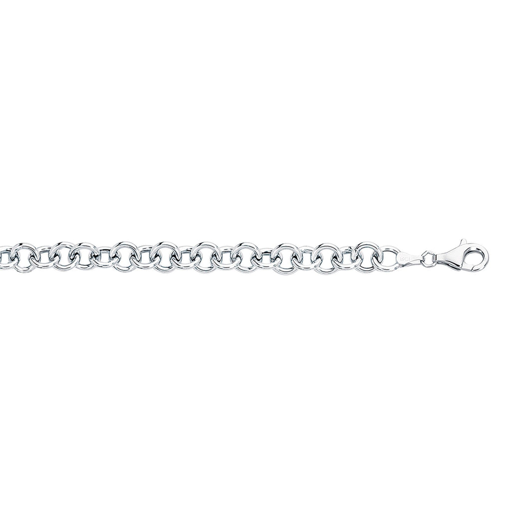 14k White Gold Diamond Cut Link Charm Bracelet 7.25Inches 5.9 Grams with Lobster Clasp
