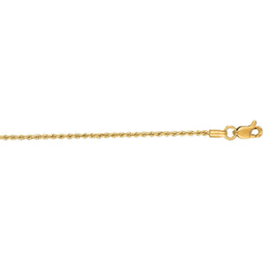 14k Yellow Gold 1.3mm 18" Rope Chain with Lobster Clasp