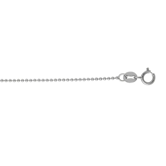 14k White Gold 1mm 2.1 Grams 20 Inches Bead Chain
