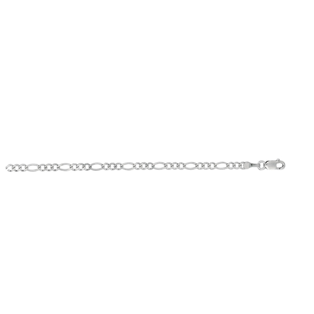 14k White Gold 3.0mm 7.1 Grams 20 Inches Figaro Chain