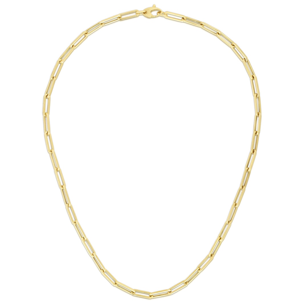 14K Gold 3.3mm Paperclip Chain with Lobster Lock, Available in Yellow