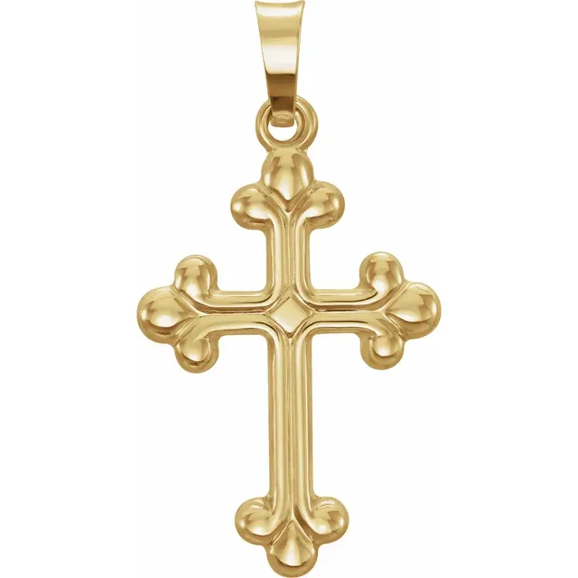 14k Yellow Gold 27.0 X 14.0 MM Hollow Cross