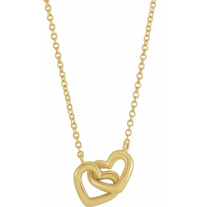14k Yellow Gold Interlocking Heart Necklace