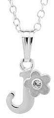 Sterling Silver initial Pendant with diamond and Flower