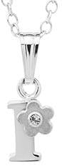 Sterling Silver initial Pendant with diamond and Flower