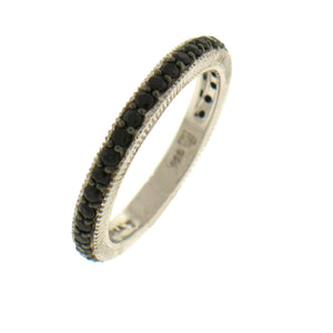 Judith Ripka Sterling Silver, 0 .60 carats of black sapphires, Pave Band Ring, Size 7.0