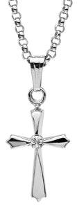 Sterling Silver Cross with diamond and Chain