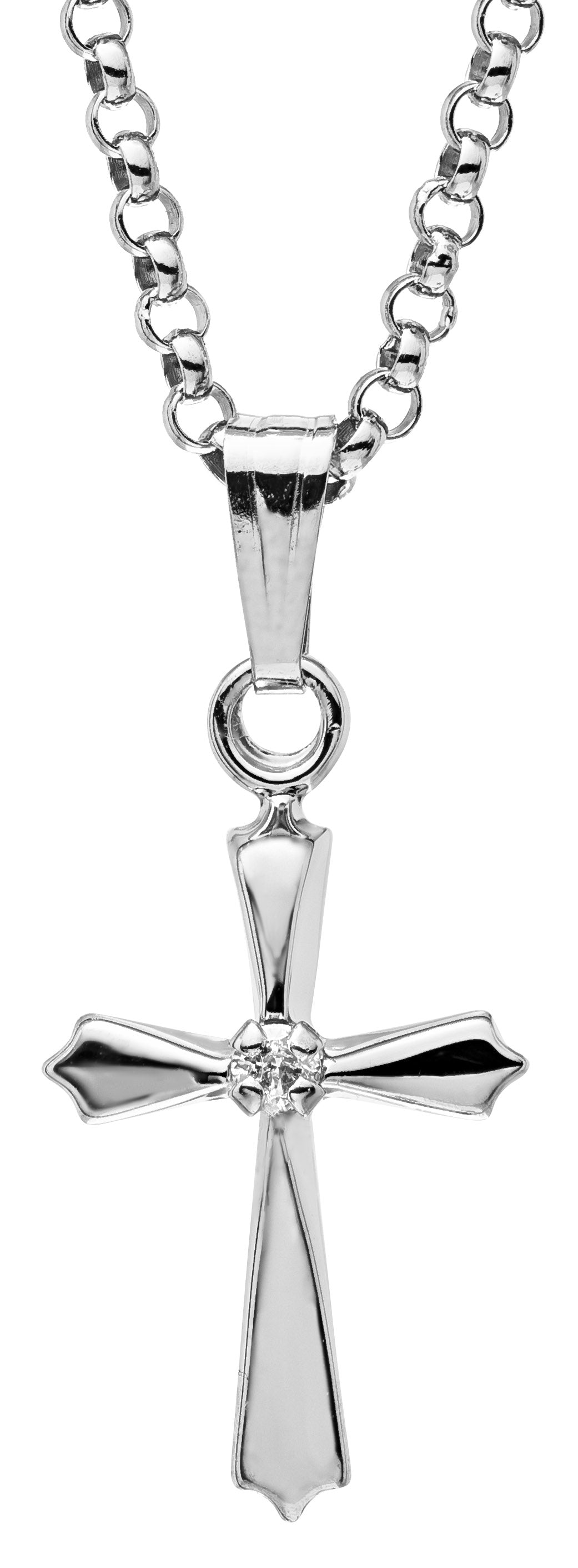 Sterling Silver Cross with diamond and Chain