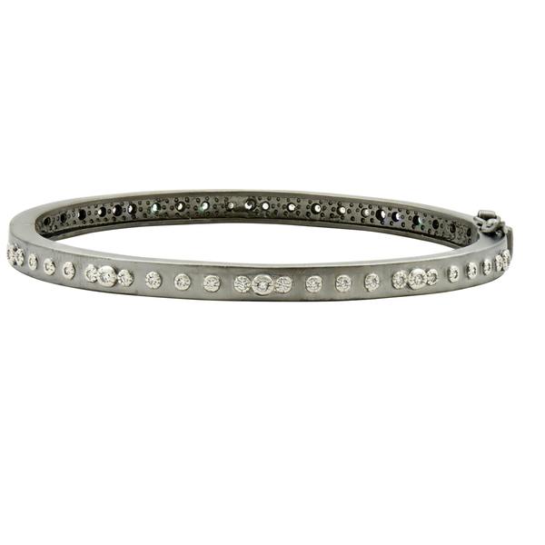 Freida Rothman Sterling Silver CZ Black Rhodium Plated Bangle