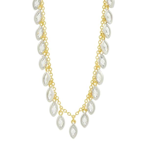 Freida Rothman Sterling Silver cz Marquise necklace gold plated