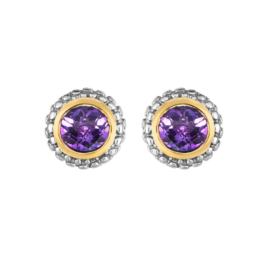 Sterling Silver and 18k Amethyst Earring