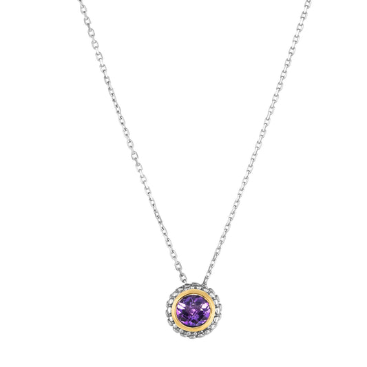 Sterling Silver & 18K Gold Popcorn Amethyst Pendant