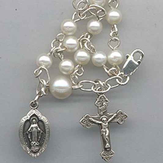 Sterling Silver 7" Rosary Bead Bracelet