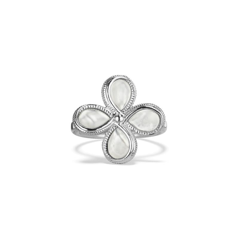 Judith Ripka Sterling Silver Flower MOP Ring, Size 6.0