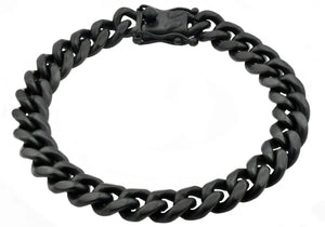 Men's 10mm Matte Black Plated Stainless Steel Miami Cuban Link Chain Bracelet With Box Clasp