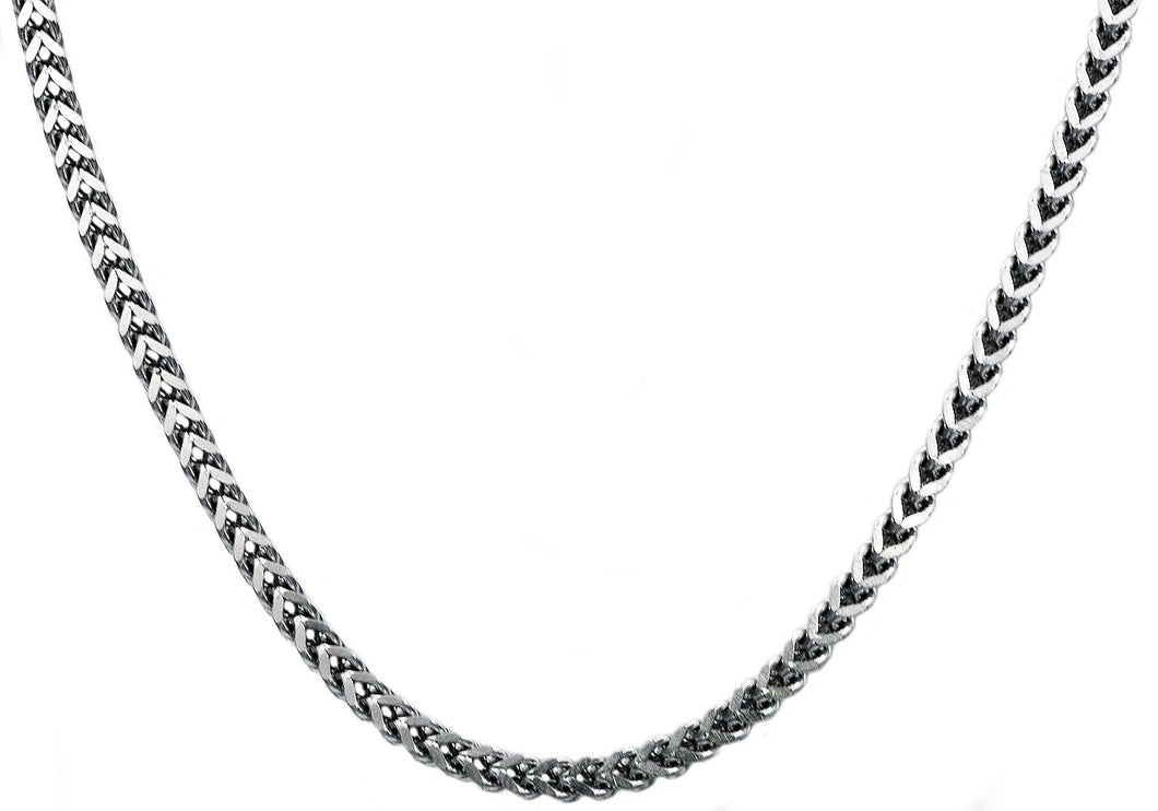 Men's 4mm 24 Inch Stainless Steel Franco Link Chain Necklace