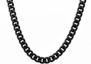 Men's 10mm Matte Black Plated Stainless Steel Miami Cuban Link Chain Necklace With Box Clasp