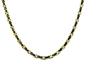 Men's 4mm Gold And Black Plated Stainless Steel Byzantine Link Chain Necklace