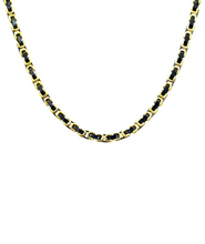 Load image into Gallery viewer, Men&#39;s 4mm Gold And Black Plated Stainless Steel Byzantine Link Chain Necklace
