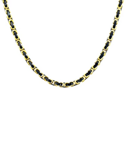 Men's 4mm Gold And Black Plated Stainless Steel Byzantine Link Chain Necklace