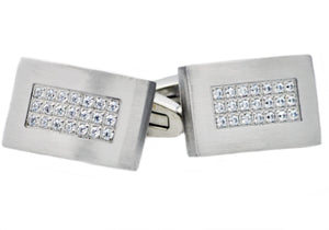 Men's Stainless Steel Cuff Links With Cubic Zirconia