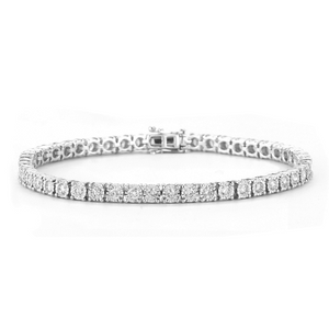 14k White Gold 5.08Ct  Diamond Tennis Bracelet with Miracle Heads