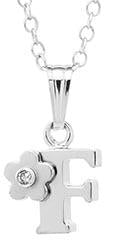 Sterling Silver initial Pendant with diamond and Flower