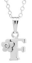 Load image into Gallery viewer, Sterling Silver initial Pendant with diamond and Flower
