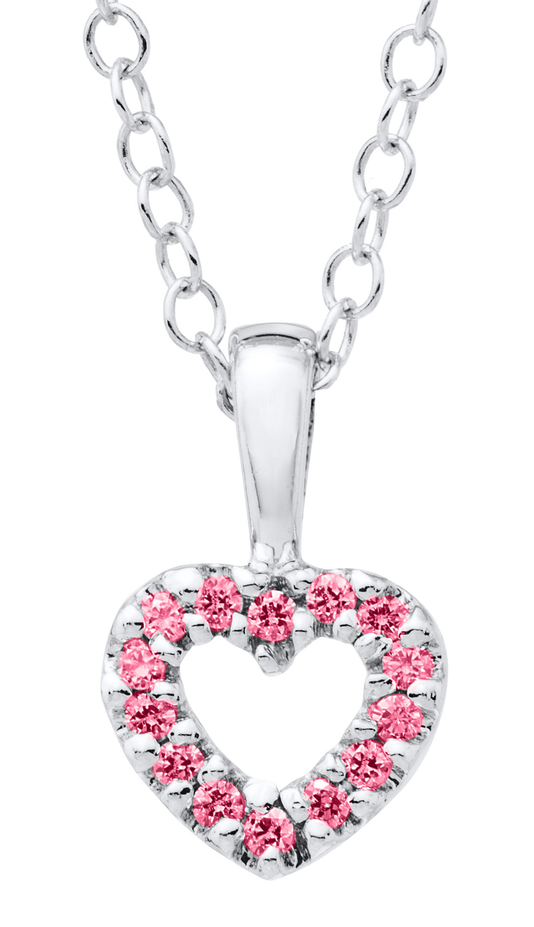 Sterling Silver pink CZ Heart Pendant