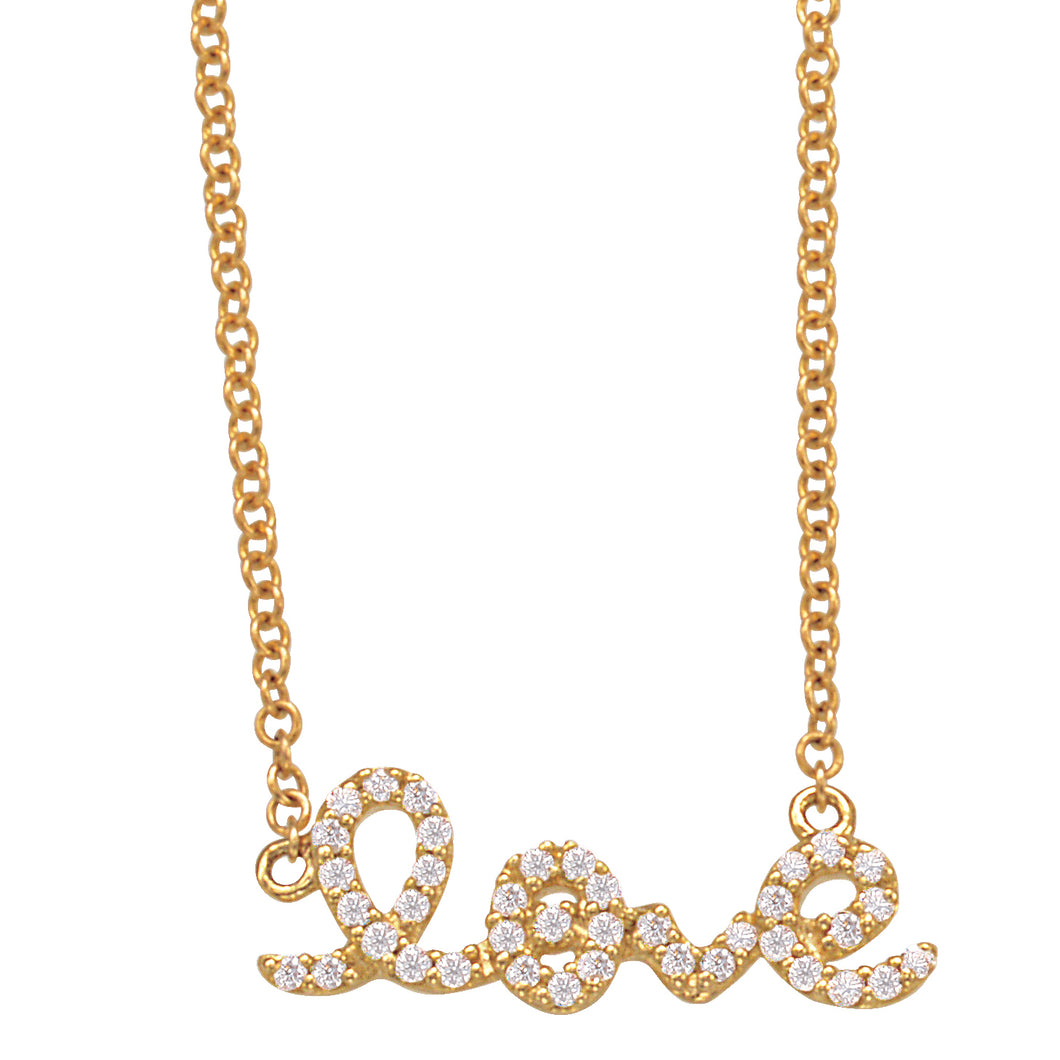 14k Rose Gold 0.12Ct Diamond Love Necklace