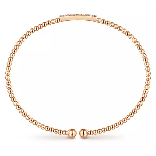 Gabriel 14k 0.13 Carat Diamond Bangle Bracelet, Available in White, Rose and Yellow Gold